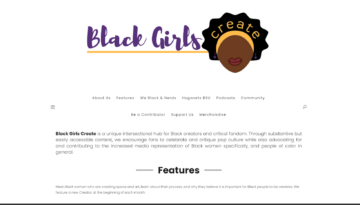 Black Girls Create website homepage screenshot