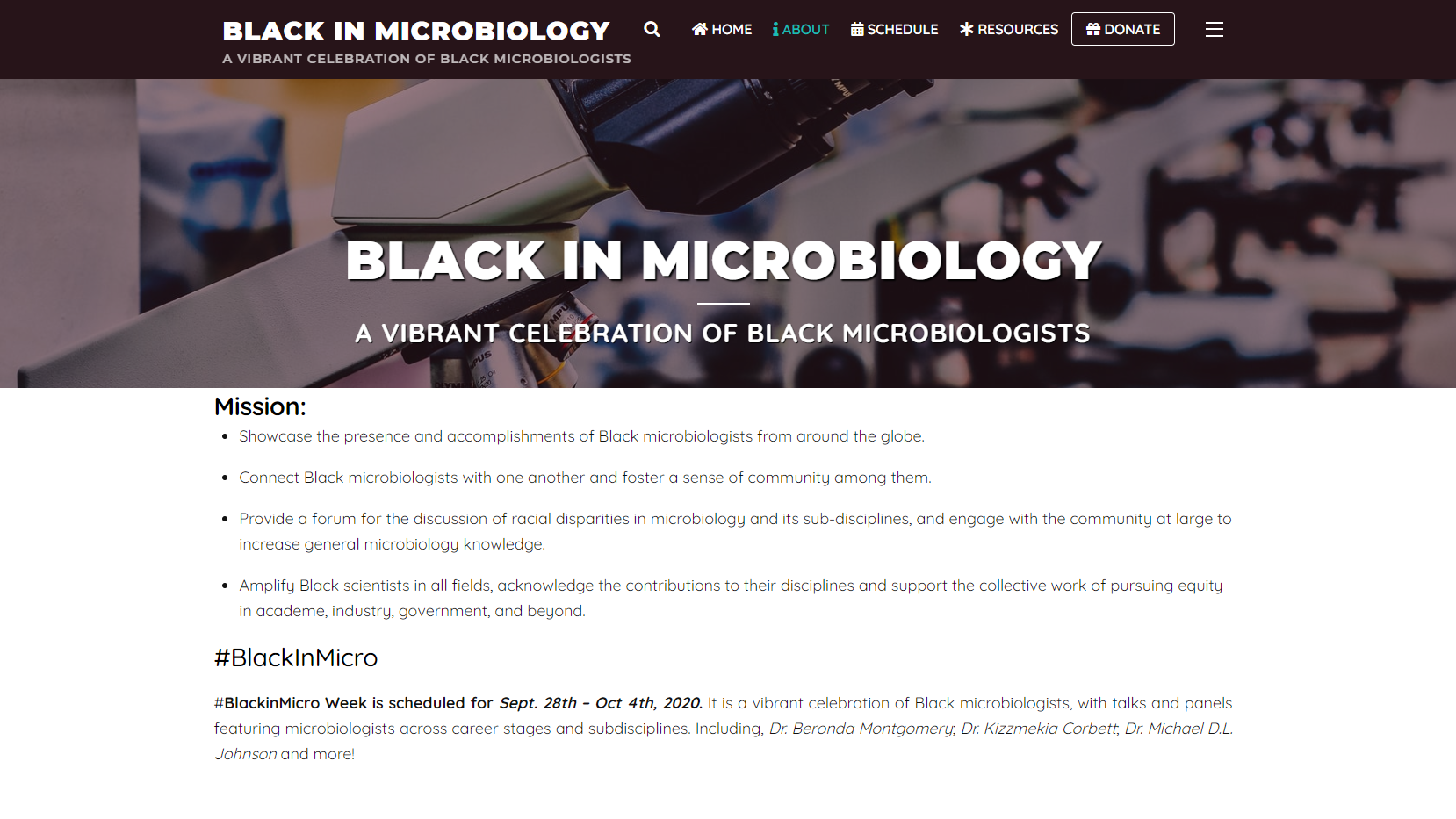 Black In Microbiology website screenshit